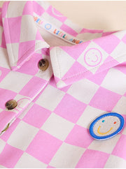 Little Angels Pink Checkerboard Peplum Dress